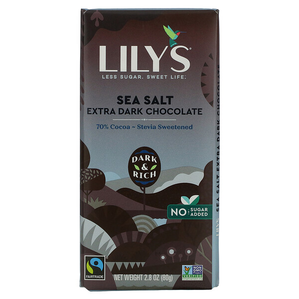 Lily's Sweets‏, لوح شيكولاتة داكنة، ملح البحر، 70% كاكاو، 2.8 أونصة (80 جم)
