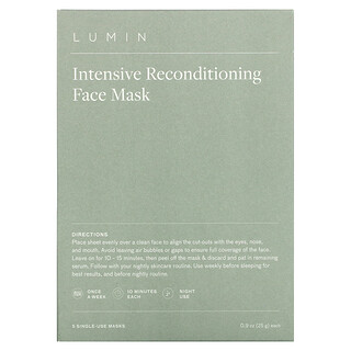 Lumin, Intensive Reconditioning Beauty Face Mask, 5 Single-Use Masks, 0.9 oz (25 g) Each