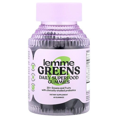 Lemme Greens, Daily Superfood Gummies, Berries & Greens, 60 Gummies