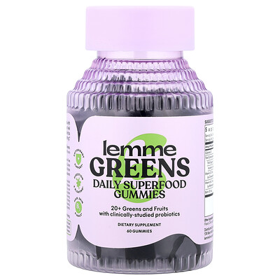Product Image for Lemme, Greens, Daily Superfood Gummies, Berries & Greens, 60 Gummies