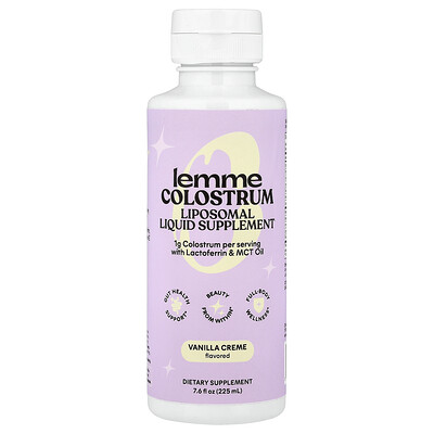 Product Image for Lemme, Colostrum, Liposomal Liquid Supplement, Vanilla Creme, 7.6 fl oz (225 ml)