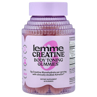 Lemme, Creatine, Body Toning Gummies, Zure Aardbei, 60 Gummies