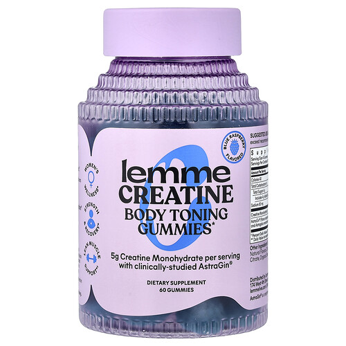 Lemme Creatine, Body Toning Gummies, Blue Raspberry, 60 Gummies