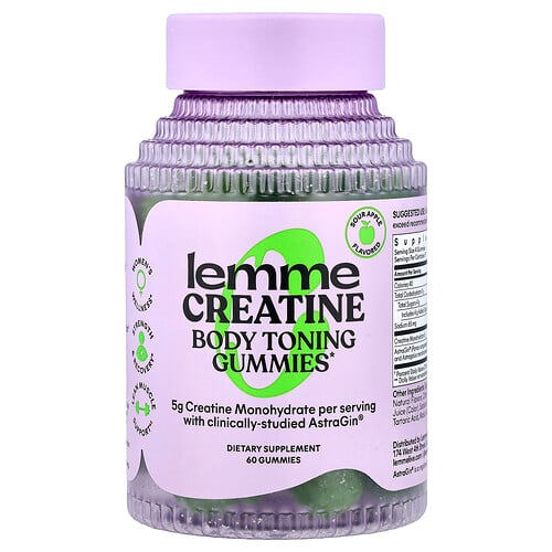 Lemme Creatine, Body Toning Gummies, Sour Apple, 60 Gummies