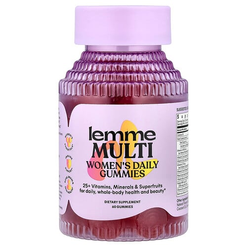 Lemme Multi, Women's Daily Gummies, Raspberry Orange, 60 Gummies