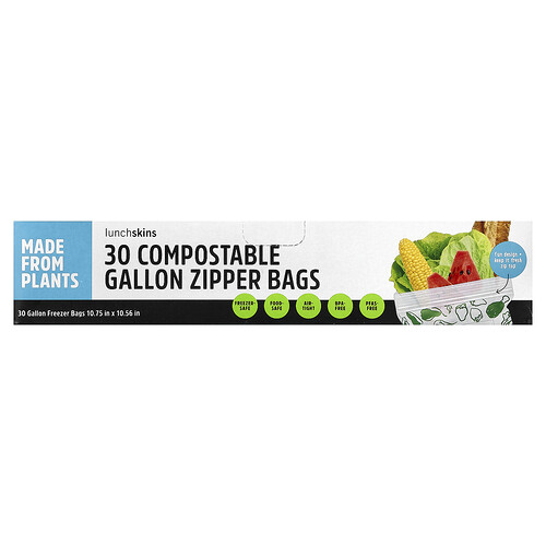 Lunchskins, Bolsas compostables con cierre hermético, 30 bolsas