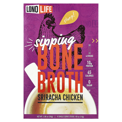 Lonolife Sipping Bone Broth курица шрирача 4 порционные палочки 14 г (0 49 унции)