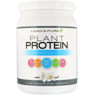 Lean & Pure Растительный протеин, ваниль, 534 г