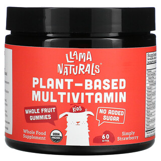 Llama Naturals, Мультивитаминные жевательные мармеладки на растительной основе, со вкусом клубники, 60 укусов