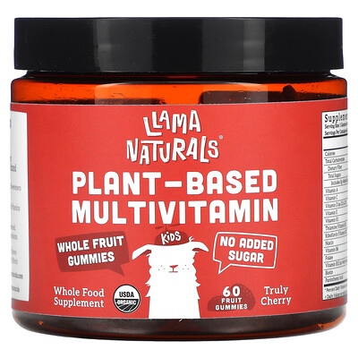 

Llama Naturals, Plant-Based Multivitamin Whole Fruit Gummies, Truly Cherry, 60 Fruit Gummies