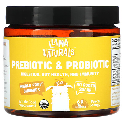 

Llama Naturals Prebiotic & Probiotic Whole Fruit Gummies Peach Mango 60 Fruit Gummies