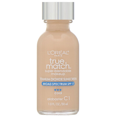 L'Oreal True Match Super-Blendable Makeup, C1 Alabaster, 1 fl oz (30 ml)