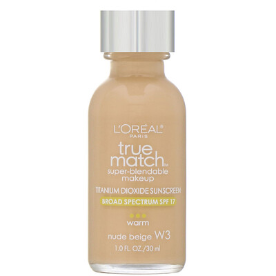 L'Oreal True Match Super-Blendable Makeup, W3 Nude Beige, 1 fl oz (30 ml)