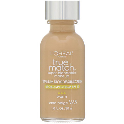 L'Oreal True Match Super-Blendable Makeup, W5 Sand Beige, 1 fl oz (30 ml)