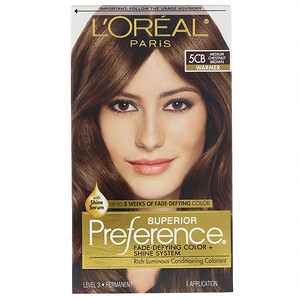Отзывы о L'Oreal, Superior Preference, Fade-Defying Color + Shine System, Warmer, 5CB Medium Chestnut Brown, 1 Application