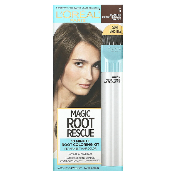 L'Oréal, Magic Root Rescue, 10 Minute Root Coloring Kit, 5 Medium Brown ...