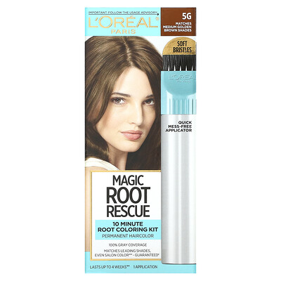 

L'Oreal, Magic Root Rescue, 10 Minute Root Coloring Kit, 5G Medium Golden Brown, 1 Application