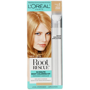 Отзывы о L'Oreal, Root Rescue, 10 Minute Root Coloring Kit, 8 Medium Blonde, 1 Application