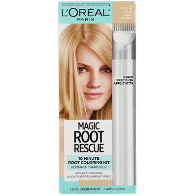 L'Oreal Magic Root Rescue, комплект для окрашивания корней за 10 минут, оттенок 9 «Светлый блонд», на 1 применение