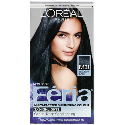 L'Oreal Краска Feria для многогранного мерцающего цвета волос, оттенок M31 холодный мягкий черный, на 1 применение