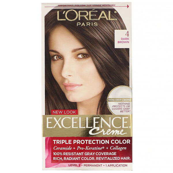 Excellence Creme, Triple Protection Color,  4 Dark Brown , 1 Application