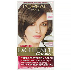 Отзывы о L'Oreal, Excellence Creme, Triple Protection Color, 5 Medium Brown , 1 Application