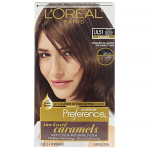 Отзывы о L'Oreal, Superior Preference, Hi-Lift Color + Shine System, Cooler. UL51 Hi-Lift Natural Brown , 1 Application