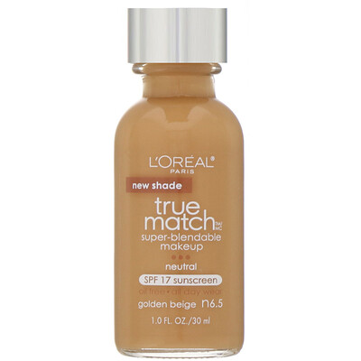 L'Oreal True Match Super-Blendable Makeup, SPF 17, N6.5 Golden Beige, 1 fl oz (30 ml)