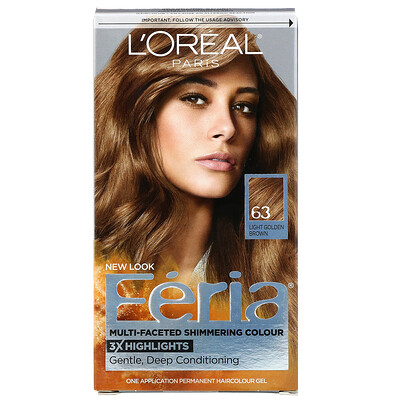 L'Oreal Краска Feria для многогранного мерцающего цвета волос, оттенок 63 светлый золотисто-коричневый, на 1 применение