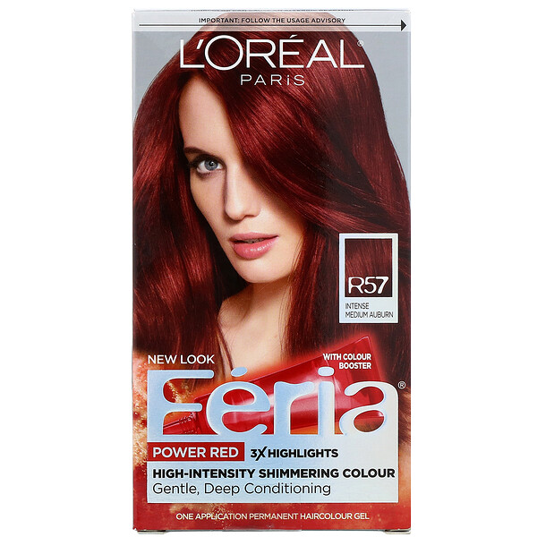 L'Oreal, Feria, Power Red, R57 Intense Medium Auburn, 1 Application - iHerb