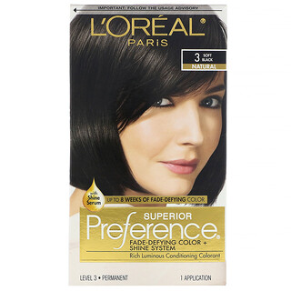 L Oreal Superior Preference Fade Defying Color Shine System Natural 3 Soft Black 1 Application