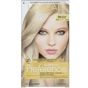 Отзывы о L'Oreal, Superior Preference, Fade-Defying Color + Shine System, Cooler. Light Ash Blonde 9A, 1 Application