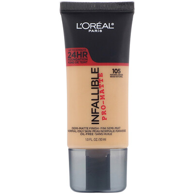 L'Oreal Тональная основа Infallible Pro-Matte, оттенок натуральный бежевый 105, 30 мл