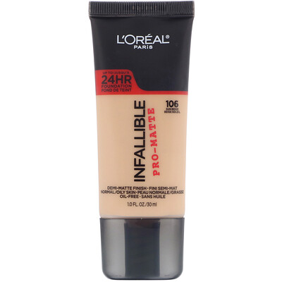 L'Oreal Тональная основа Infallible Pro-Matte, оттенок солнечный бежевый 106, 30 мл