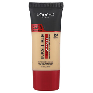 L'Oréal, Base de maquillaje mate Infalible, 107 Beige fresco, 30 ml (1 oz. líq.)