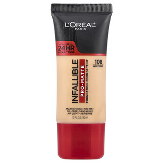 L'Oréal, Fond de ten Infailible, Pro-Matte, 108 Bej Caramel, 1 fl oz (30 ml)