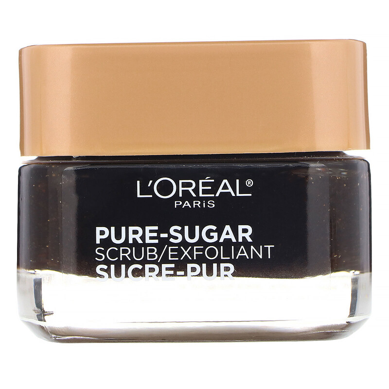 L'Oreal, PureSugar Scrub, 리서페이스 & 에너자이즈, 3 퓨어 슈가 + 커피, 1.7 oz(48g)