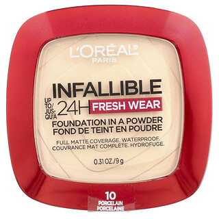 L'Oréal, Infallible 24H Fresh Wear, тональная основа в порошке, фарфор 10, 9 г (0,31 унции)