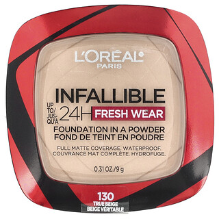 L'Oréal, Infallible 24H Fresh Wear，Foundation in a Powder，130 亮米色，0.31 盎司（9 克）