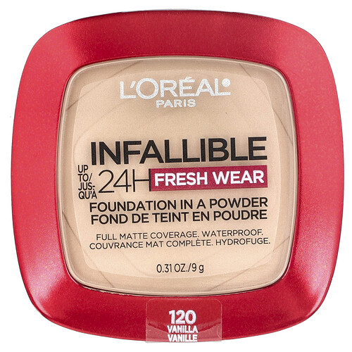 L'Oréal, Infallible 24H Fresh Wear, Foundation In A Powder, 120 Vanille, 9 g (0,31 oz.)