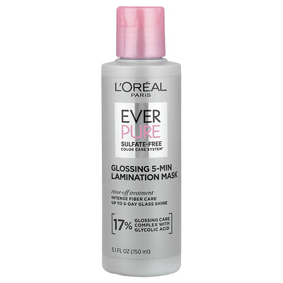L'Oréal, Ever Pure, Mascarilla laminadora brillante en 5 minutos, 150 ml (5,1 oz. líq.)