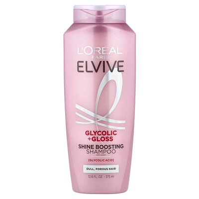 L'Oréal, Elvive, Glicólico y más brillo, Champú potenciador del brillo, Cabello opaco y poroso, 375 ml (12,6 oz. líq.)