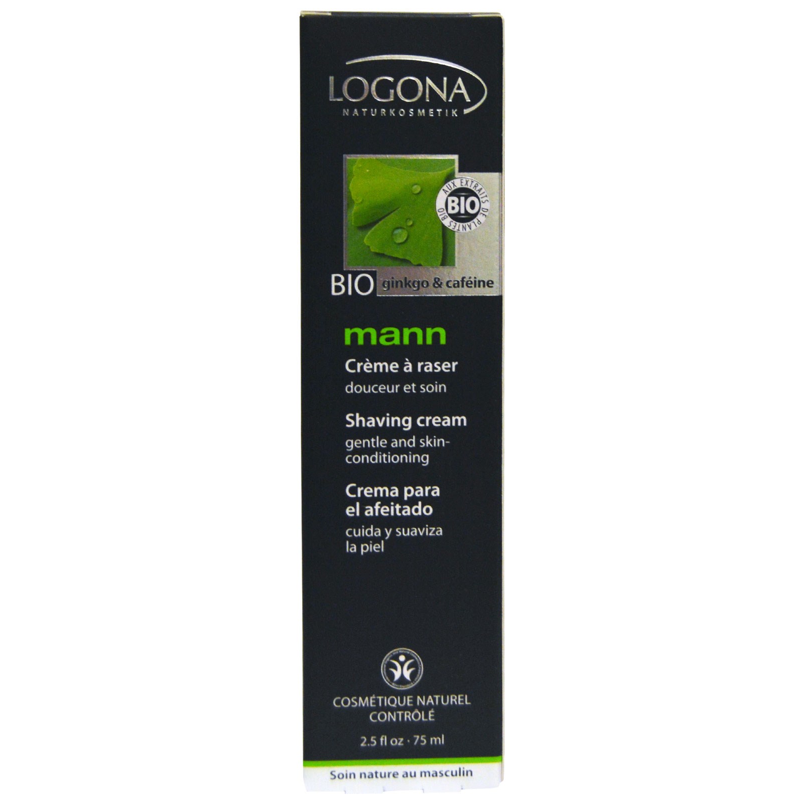 Logona Naturkosmetik, Mann, Shaving Cream, Ginkgo & Cafeine, 2.5 fl oz ...