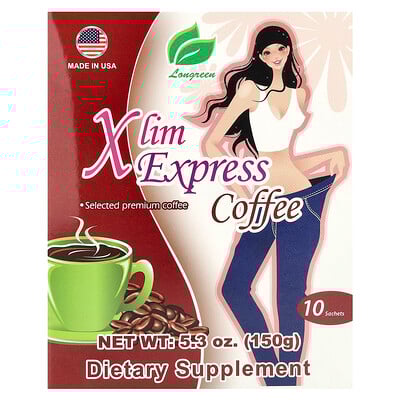 Longreen, Café expreso Xlim, 10 sobrecitos, 5.3 oz (150 g)