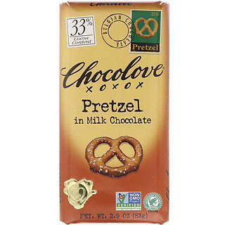 Chocolove, ミルクチョコがけプレッツェル、ココア30％、83g（2.9オンス）
