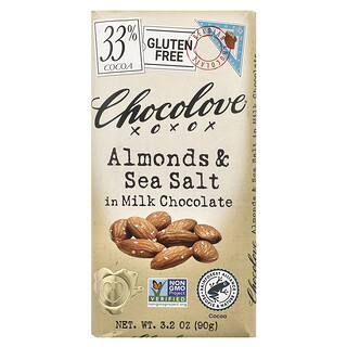 Chocolove, Sütlü Çikolatada Badem ve Fok Tuzu, %33 Kakao, 3,2 oz (90 g)