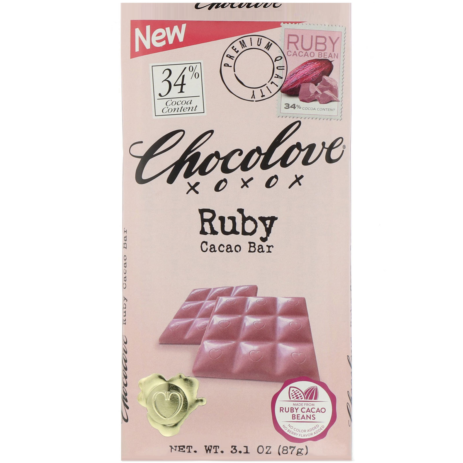 Chocolove ルビーカカオバー 34 ココア 87g 3 1オンス Iherb