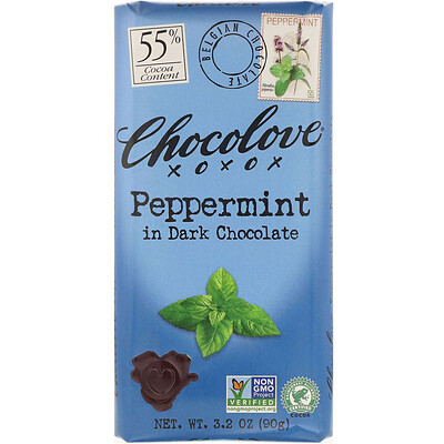 Peppermint in Dark Chocolate, 55% Cocoa, 3.2 oz (90 g)