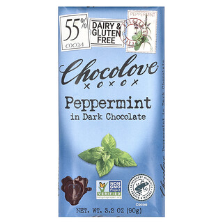 Chocolove, Peppermint in Dark Chocolate, 55% Cocoa, 3.2 oz (90 g)