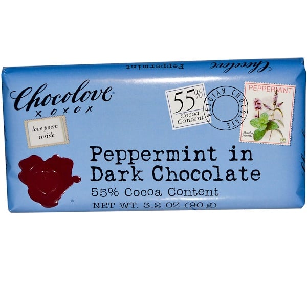 Chocolove, Перечная мята в темном шоколаде, 3.2 унции (90 г)